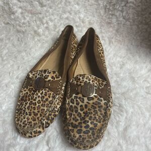 Lauren Ralph Lauren Carley II Leopard Print Cowhide Moccasin Slip on Shoe Size 8